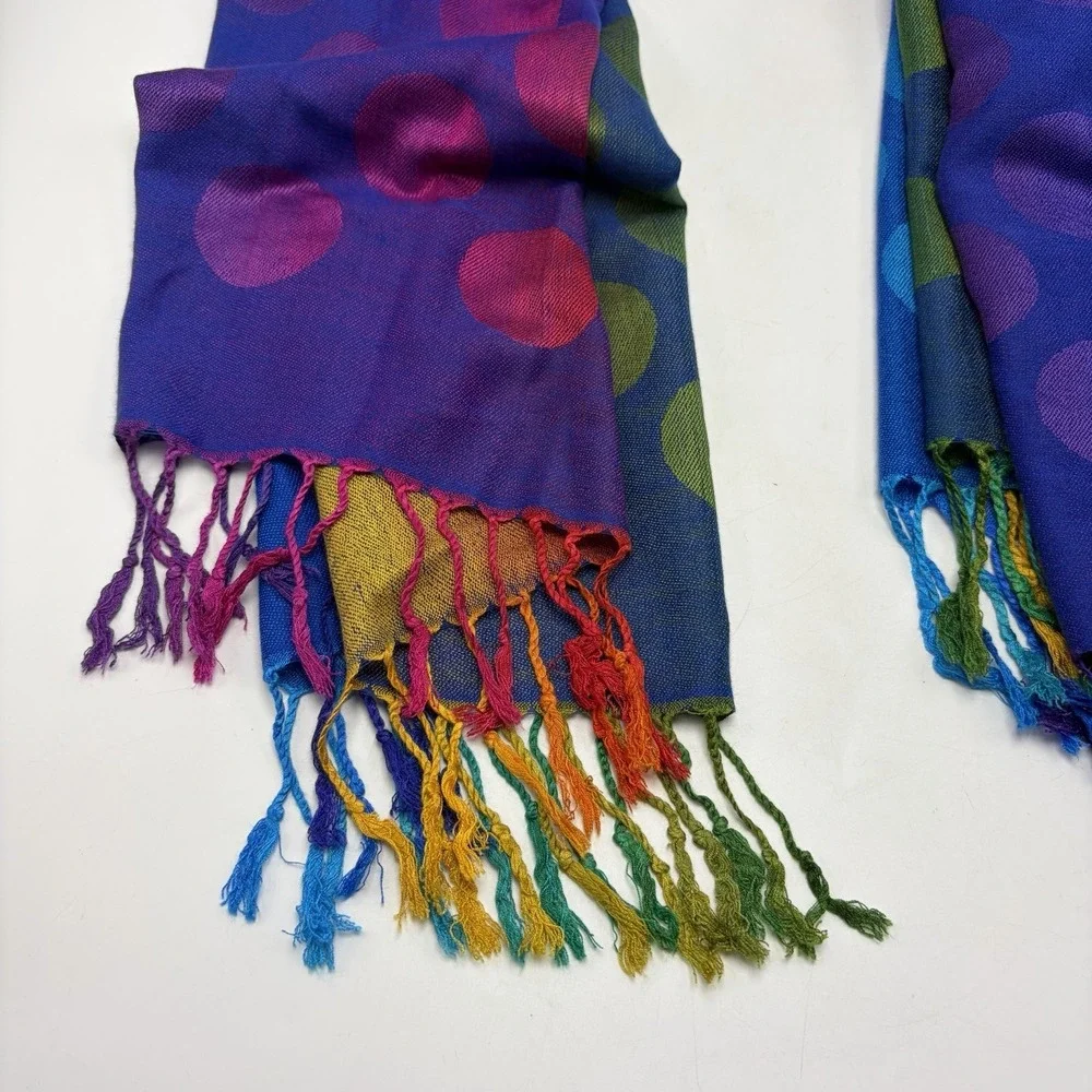 Cachemire Scarf 100% Cashmere Polka Dot Italy Color Block Rainbow Polka Dot Read